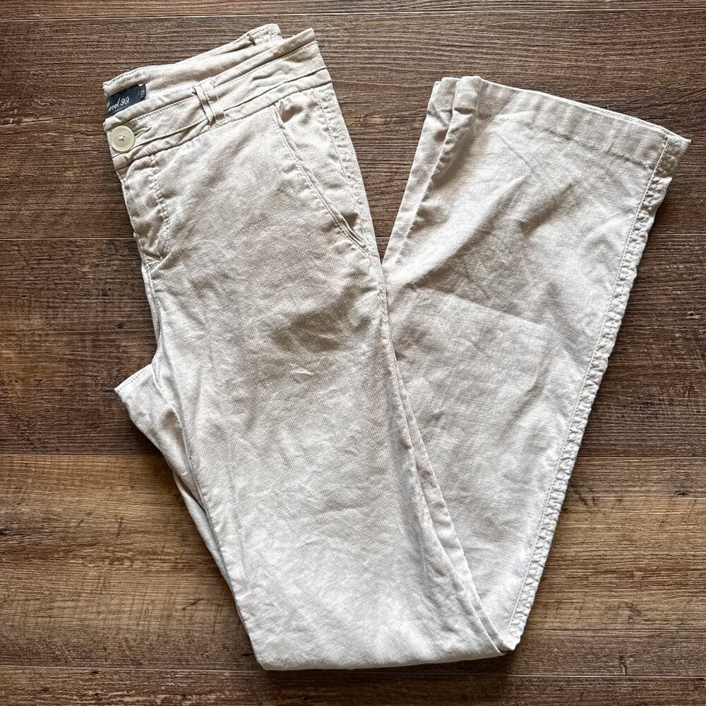 Anthropologie Level 99 Khaki Linen blend bootcut pants Size 25